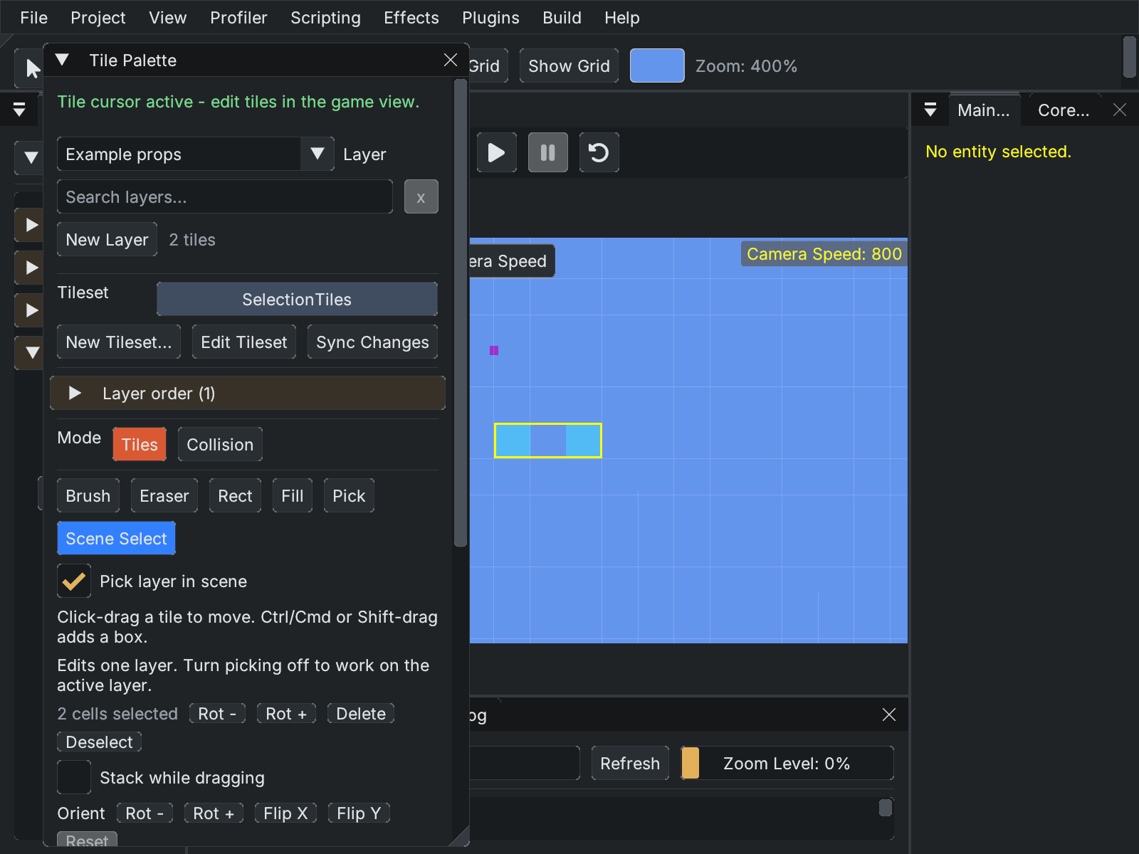 Voltage Editor in Studio Graphite with Scene Select and two separated example tile cells