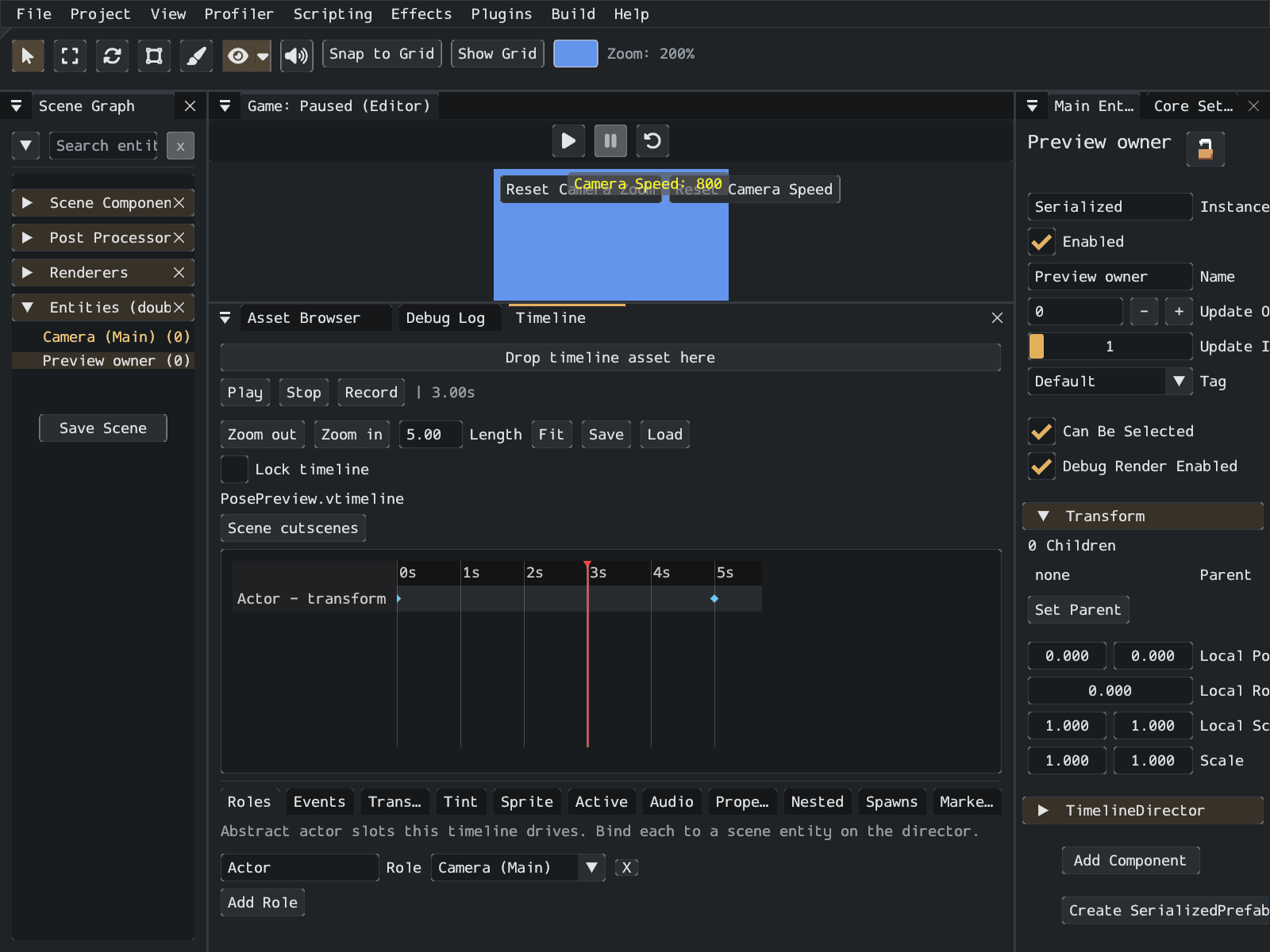 Timeline transport, time canvas and role bindings